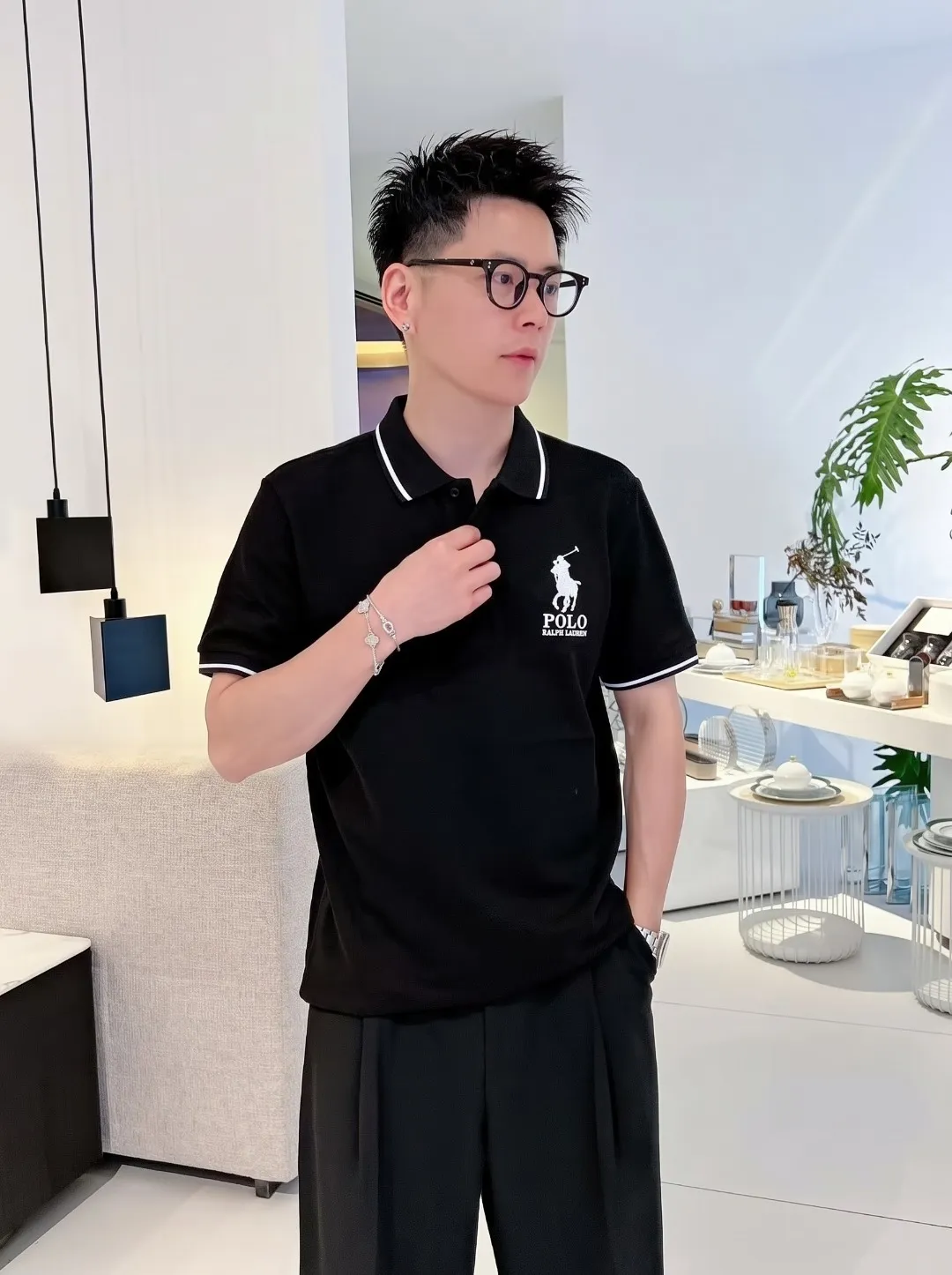 [POLO Ralph Lauren] 2026FW short-sleeved lapel POLO shirt Color: Black White Size: S-XXL